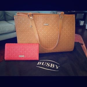 NWOT BUSBY leather Handbag&Wallet Set